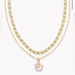 Deliah Gold Multi Strand Necklace in Pastel Mix
